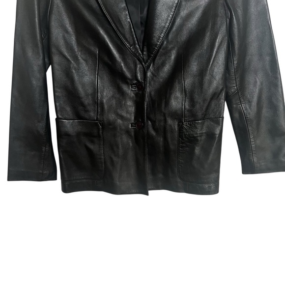 Vakko Sport Black 100% Leather Blazer Jacket XS - Picture 4 of 12